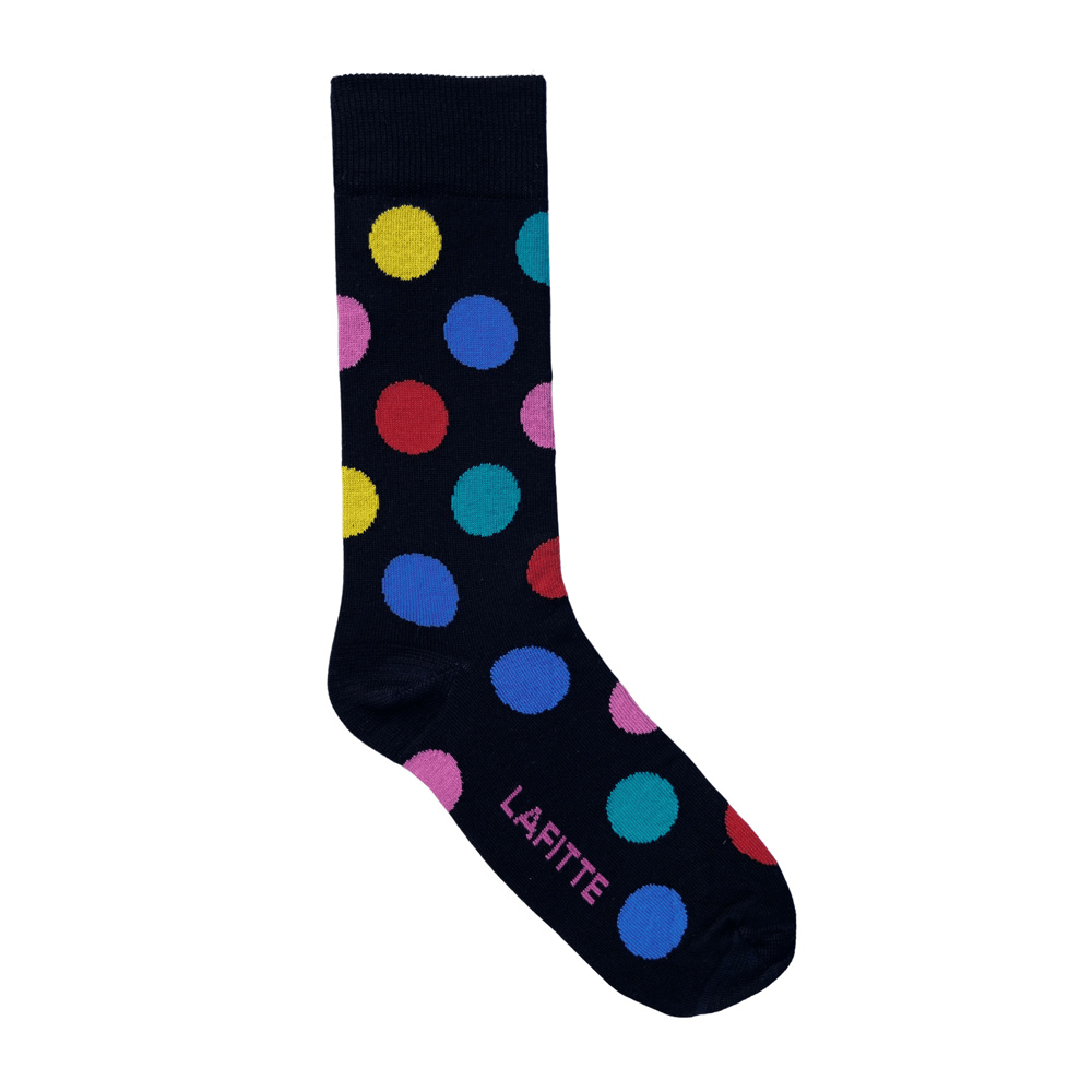 mens womens cotton crew socks black with big coloured spots aus