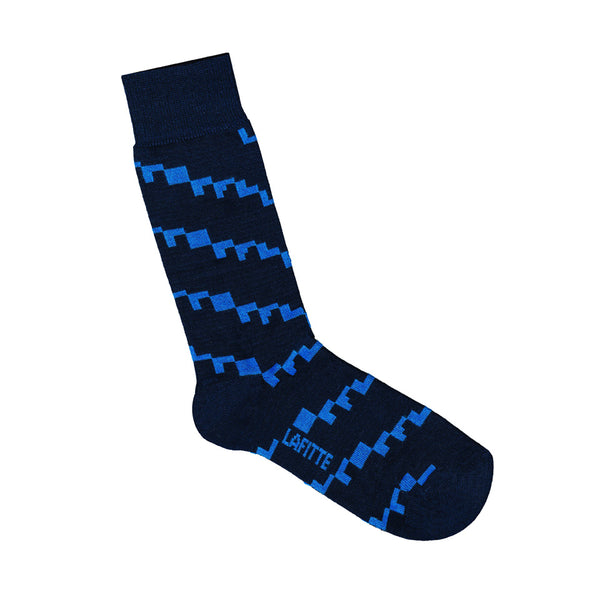 Navy Bamboo Socks - Geo Blocks Pattern | Shop LAFITTE Socks Online ...